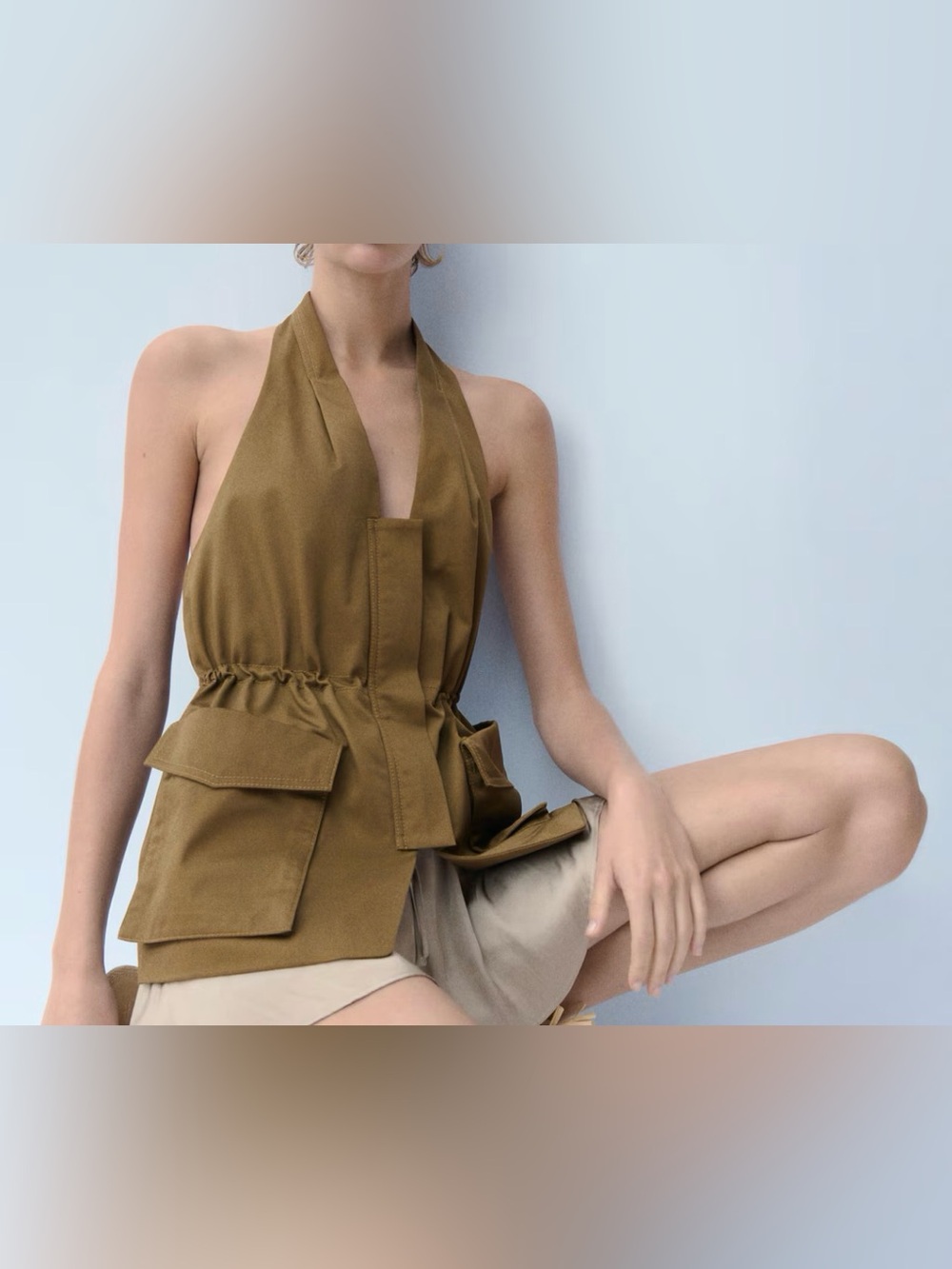 H&M twill halterneck top